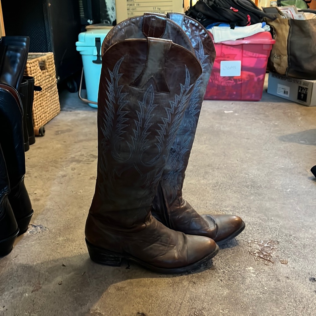 Old Gringo Knee High Cowboy Boots Brown/Blue 8